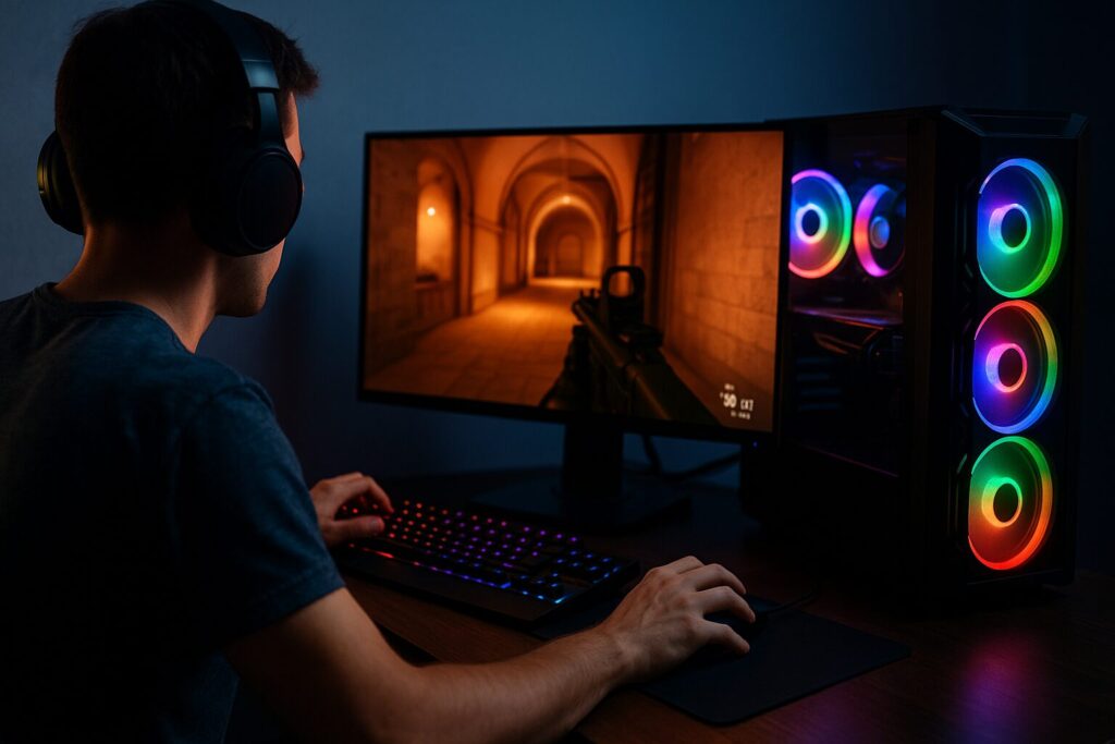 ゲーミングPCでゲームをプレイしている様子