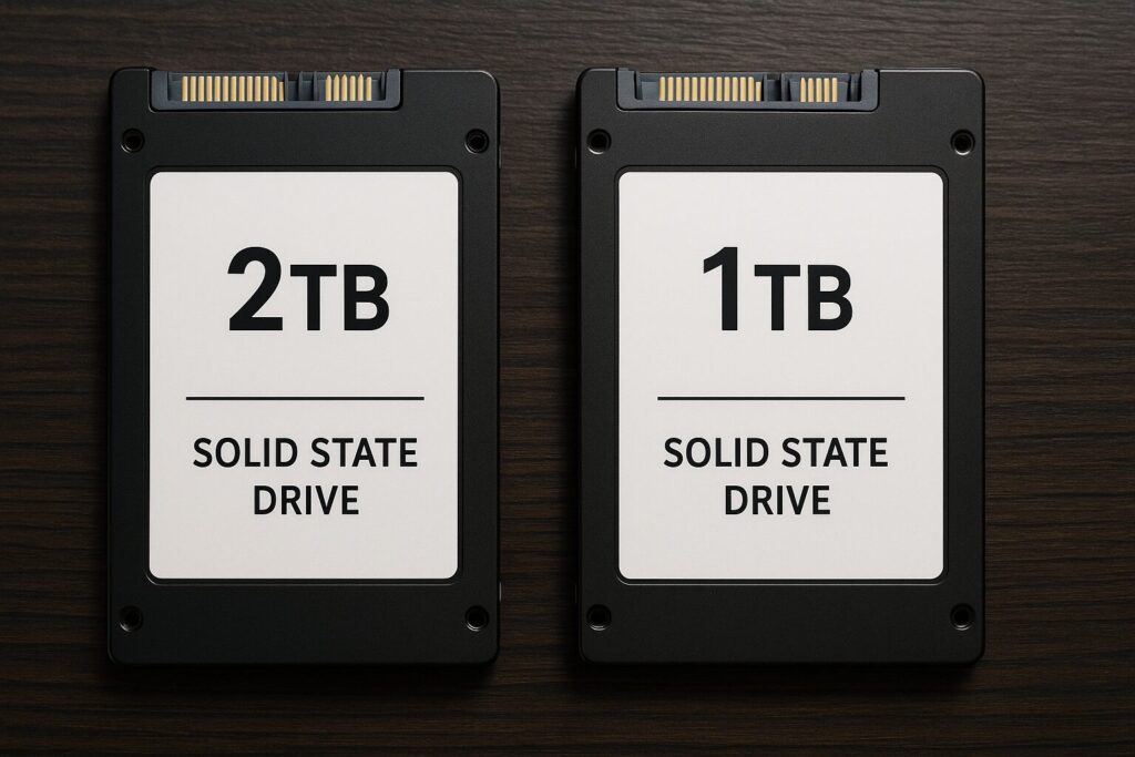2TBと1TBのSSDを並べたストレージ