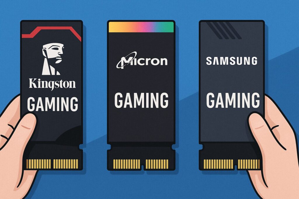 Kingston・Micron・SamsungのゲーミングPC用メモリのイラスト