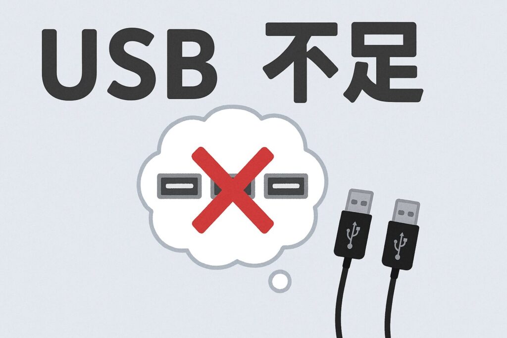 USB端子が足りないことを表すイラスト