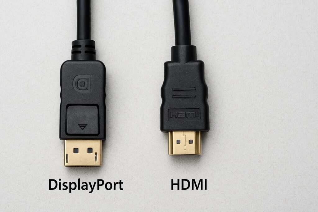 DisplayPort端子とHDMI端子を並べたリアルな比較画像